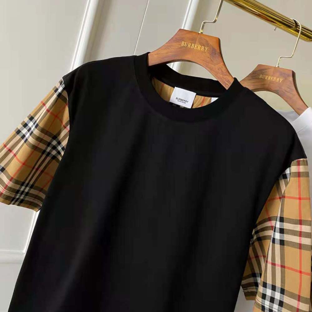 Burberry Men Vintage Check Sleeve Cotton T-shirt-Black - image 5