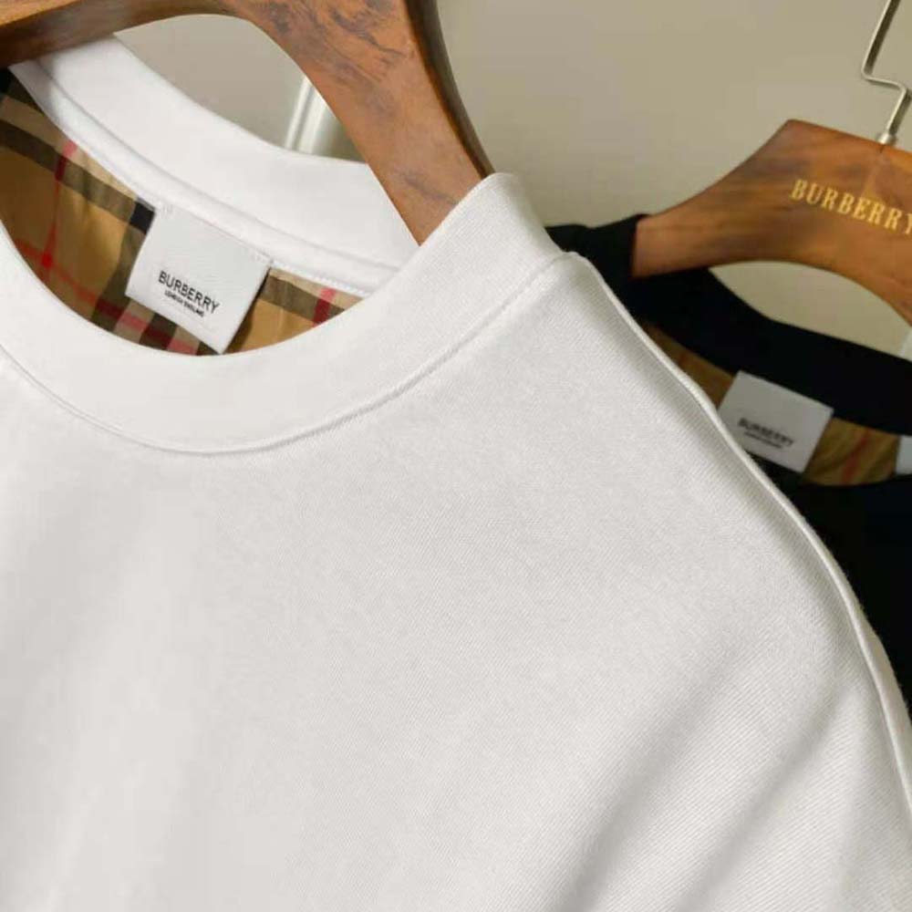 Burberry Women Vintage Check Sleeve Cotton T-shirt-White - image 9