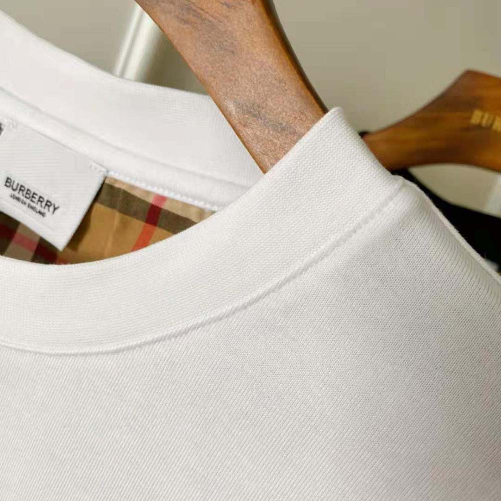 Burberry Women Vintage Check Sleeve Cotton T-shirt-White - image 8