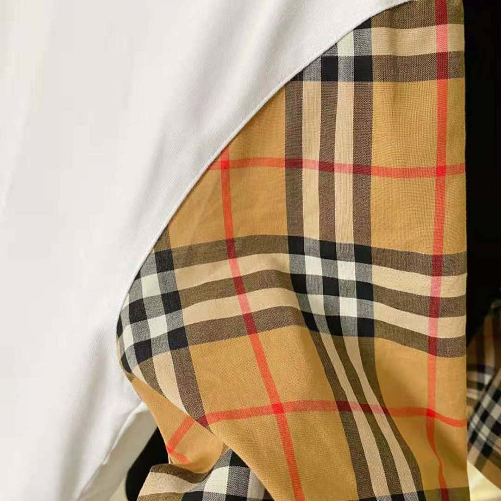 Burberry Women Vintage Check Sleeve Cotton T-shirt-White - image 5