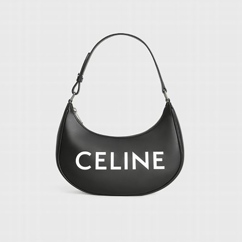 Front angle of Celine Women Ava Bag in smooth black calfskin