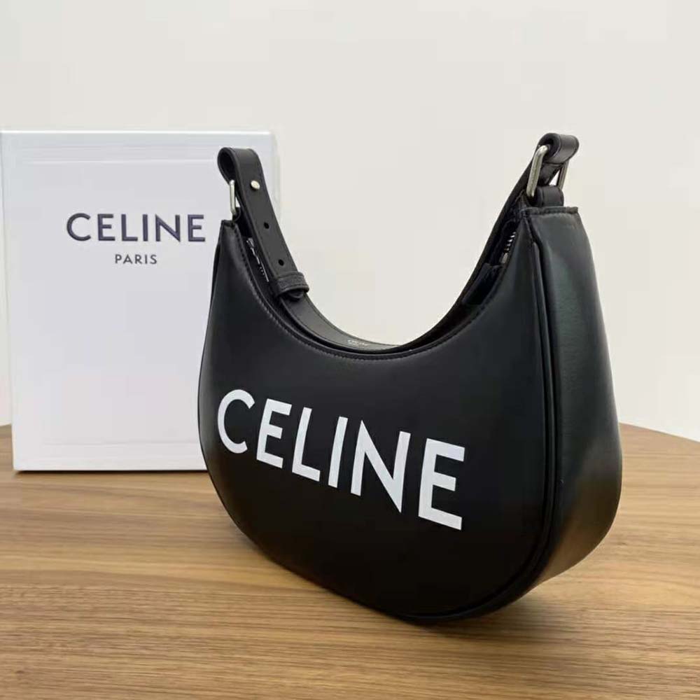 Side view of sleek silhouette of Celine Women Ava Bag Black