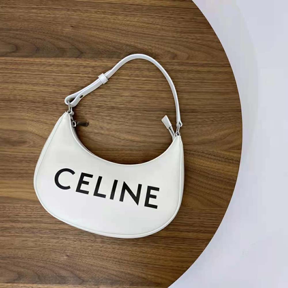 Close-up of gold-tone hardware on Celine Women Ava Bag with logo print