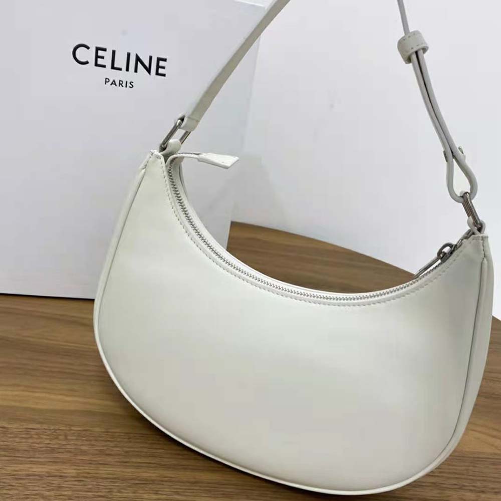 Celine Women Ava Bag in Smooth Calfskin with Celine Print-White - image 4