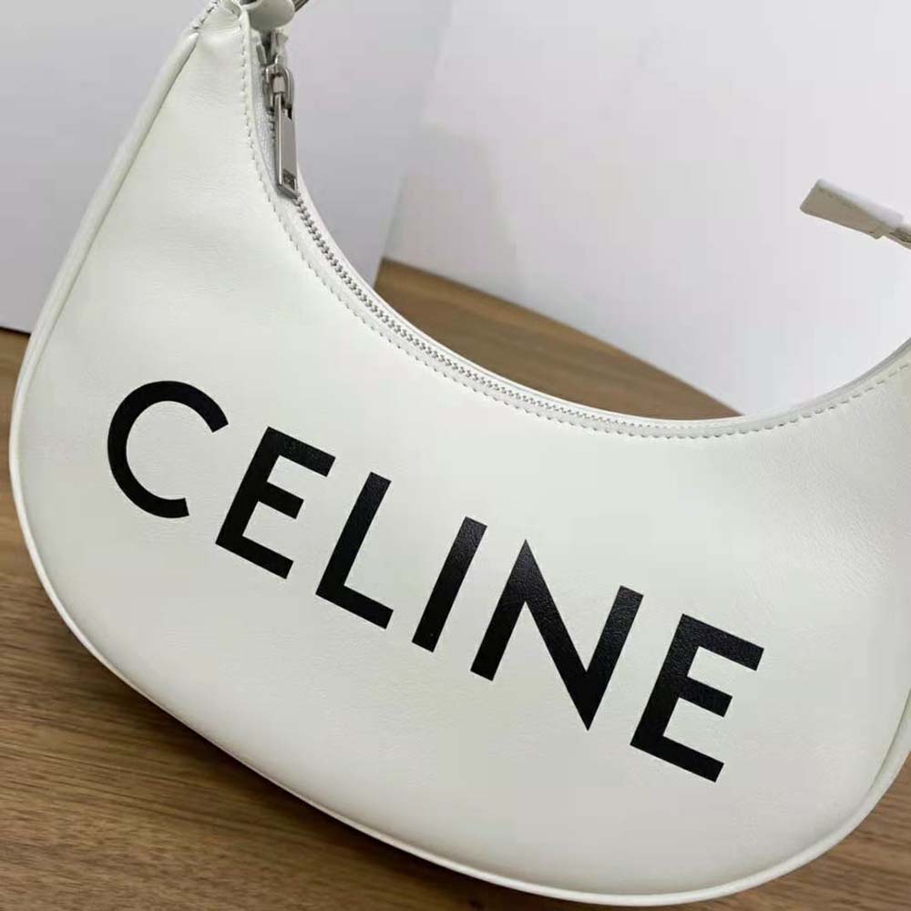 Celine Women Ava Bag in Smooth Calfskin with Celine Print-White - image 7