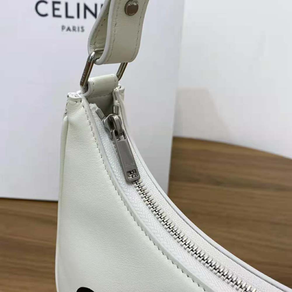 Celine Women Ava Bag in Smooth Calfskin with Celine Print-White - image 9