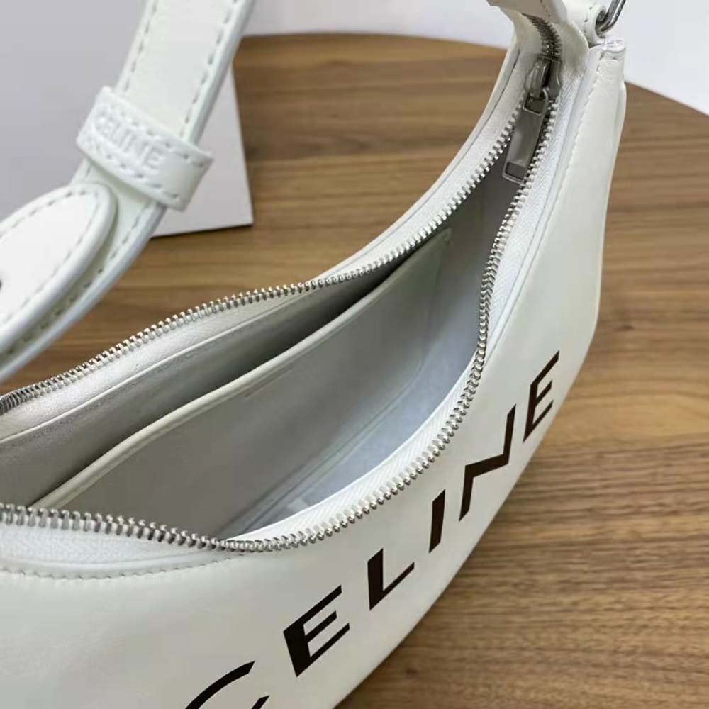 Celine Women Ava Bag in Smooth Calfskin with Celine Print-White - image 8