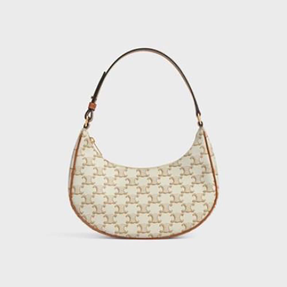 Front view of Celine Women Ava Bag in Triomphe Canvas and Calfskin beige