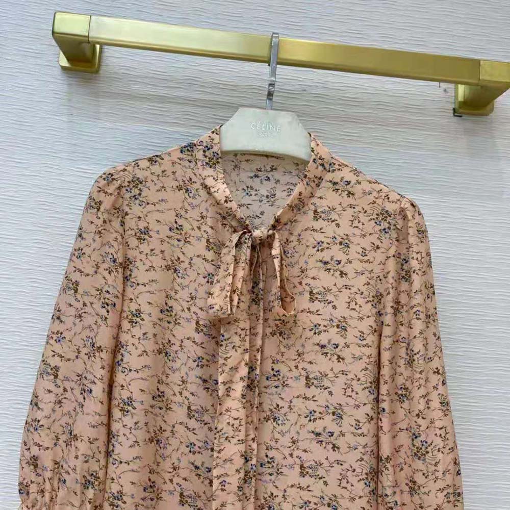 Celine Women Blouse with Bow in Printed Crepe DE Chine - image 4