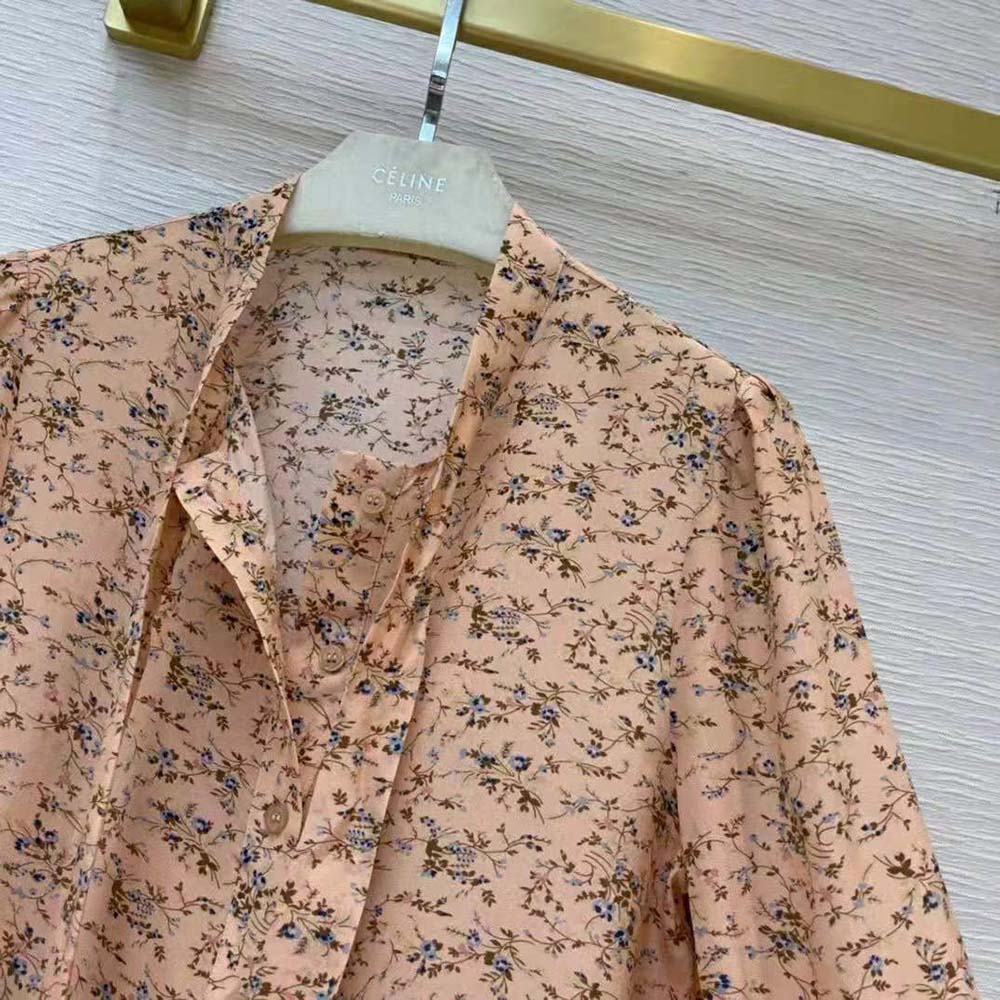 Celine Women Blouse with Bow in Printed Crepe DE Chine - image 6