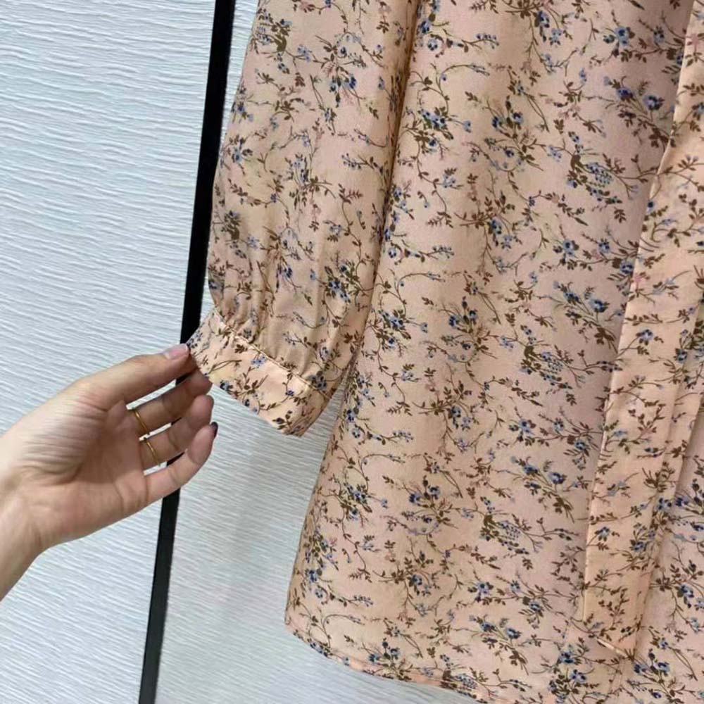Celine Women Blouse with Bow in Printed Crepe DE Chine - image 8