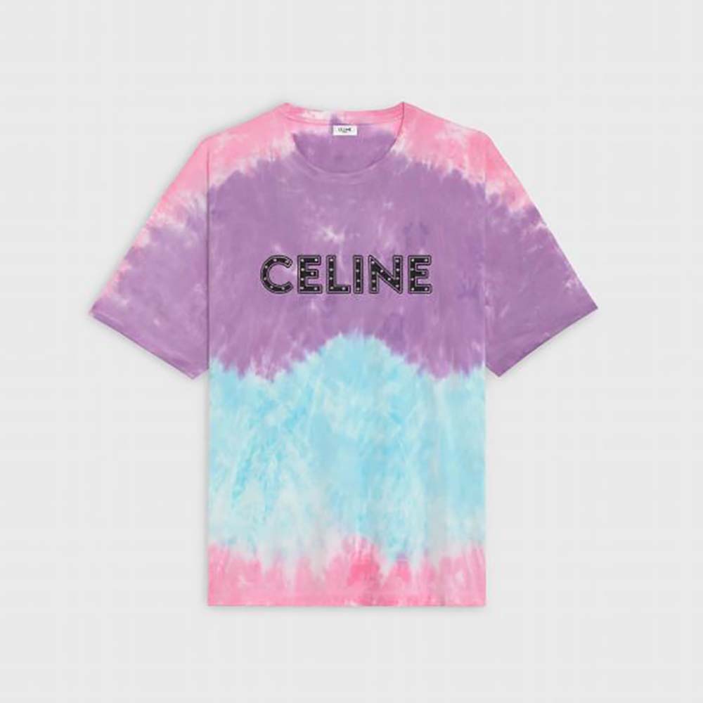 Front view of Celine Men Celine Loose T-shirt in Cotton with Studs