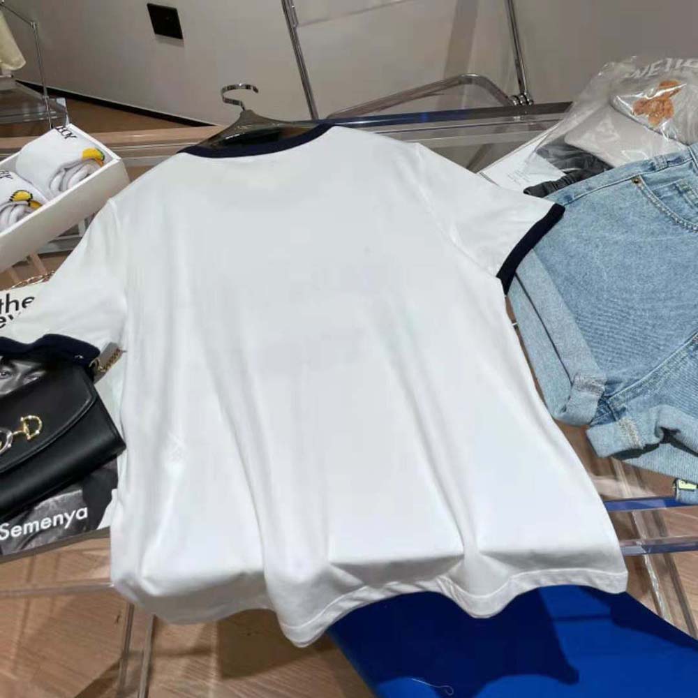 Side angle showing relaxed fit of Celine Women Celine Paris T-shirt