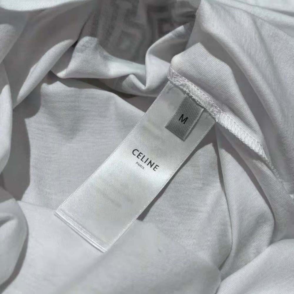 Celine Women Celine Paris T-shirt in Flocked Cotton Jersey - image 7