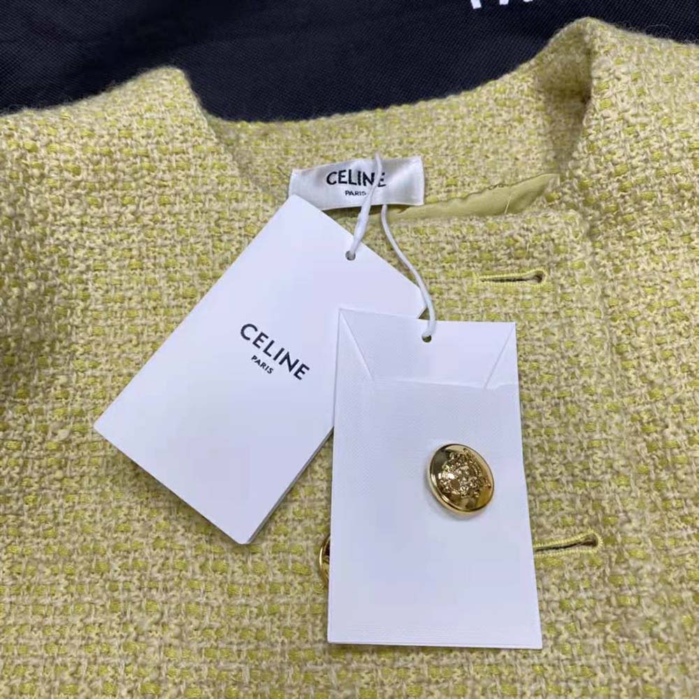 Celine Women Chasseur Jacket in Boucle Tweed-Yellow - image 8