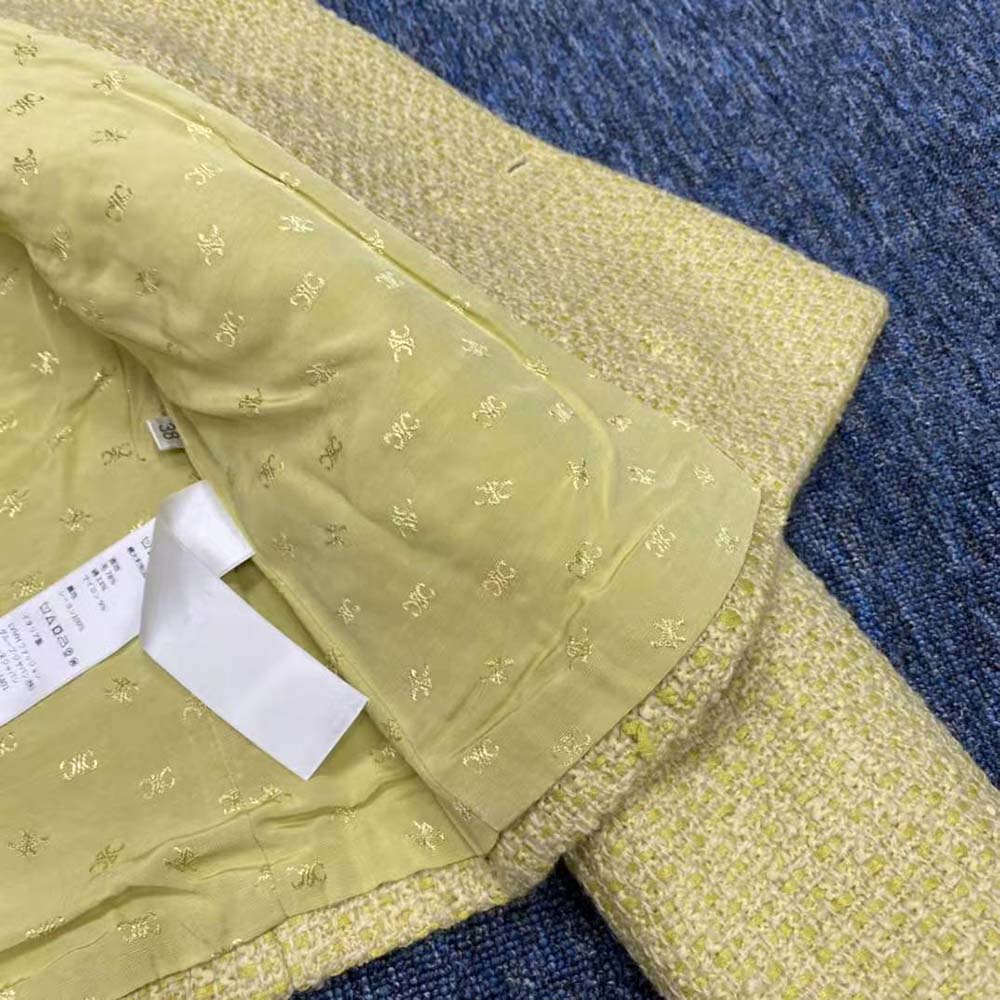 Celine Women Chasseur Jacket in Boucle Tweed-Yellow - image 7