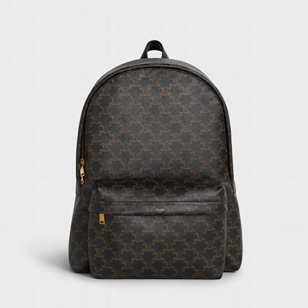 Front view of Celine Women Medium Backpack in Triomphe Canvas and Calfskin