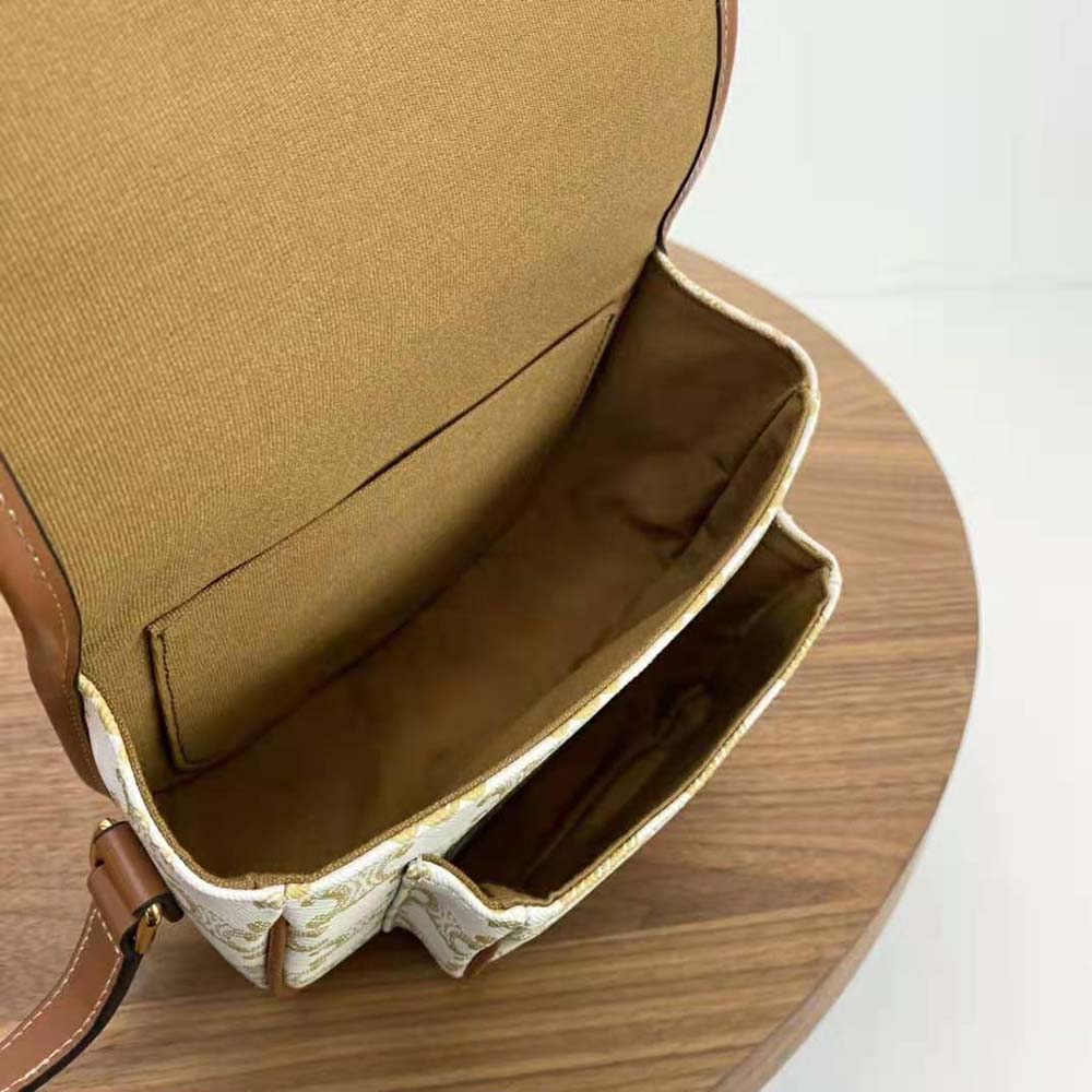 Celine Women Medium Folco Bag in Triomphe Canvas and Calfskin - image 8