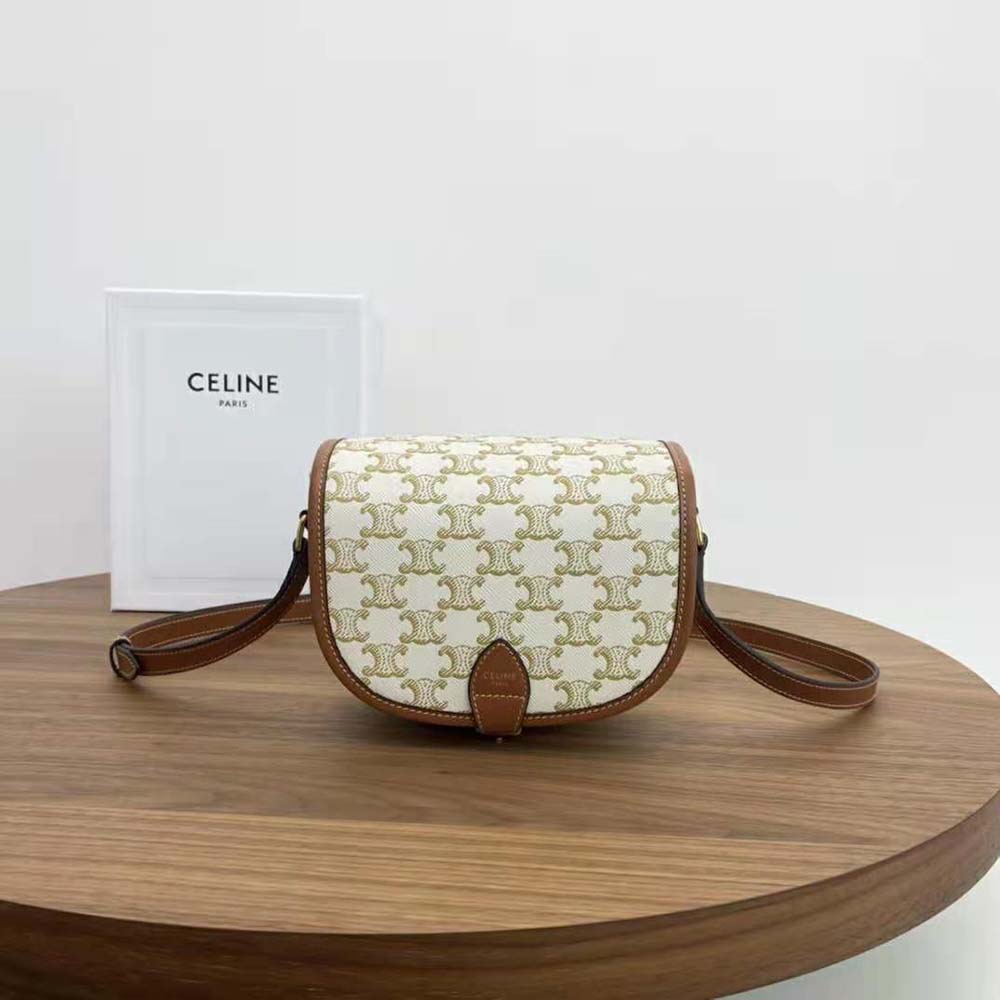 Close-up of gold hardware and logo on Celine Women Medium Folco Bag