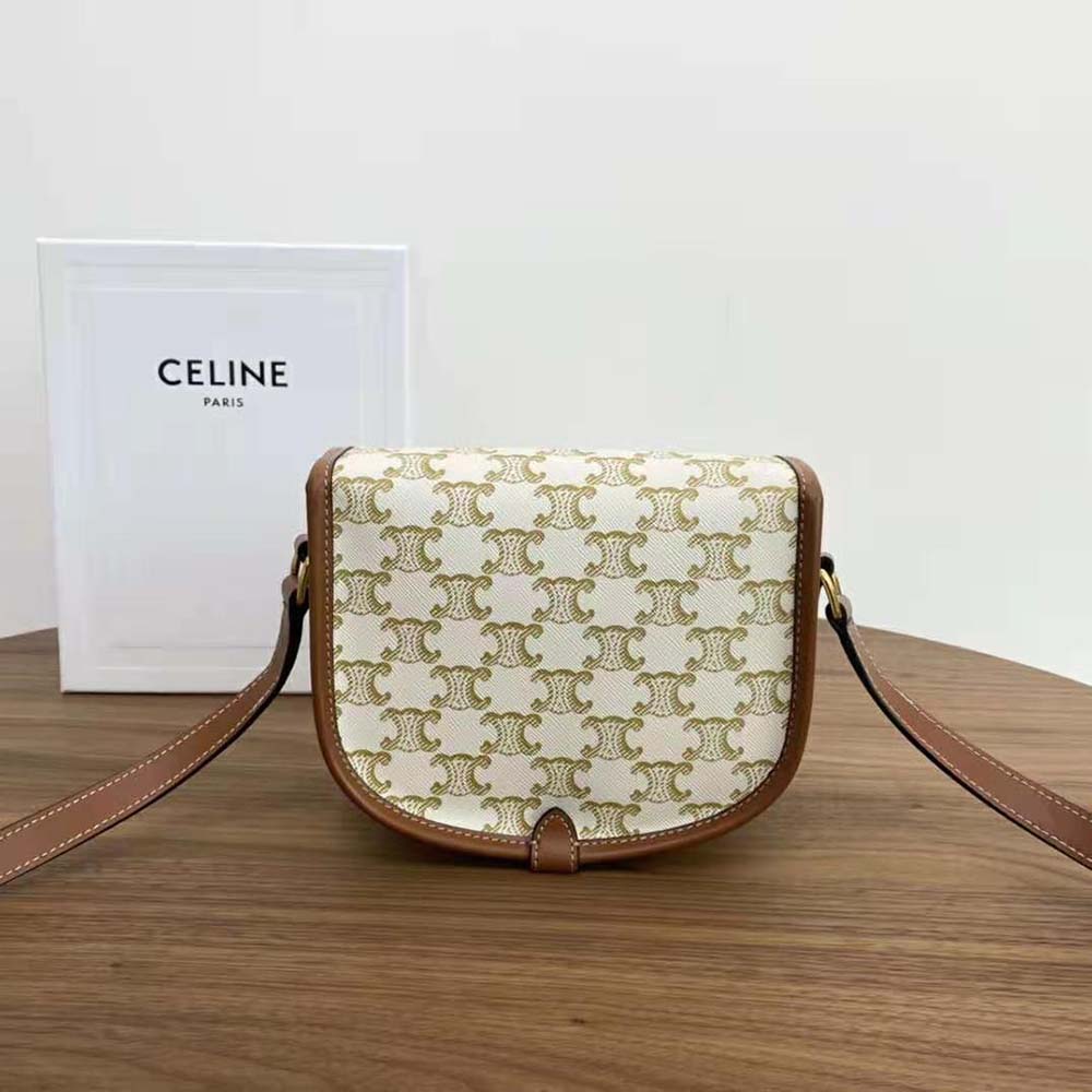 Side angle showing silhouette and flap closure of Celine Women Medium Folco Bag