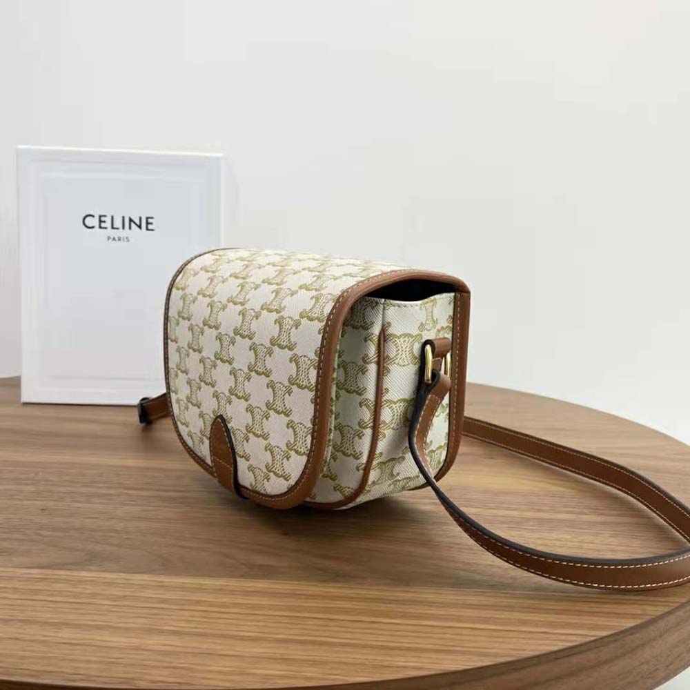 Celine Women Medium Folco Bag in Triomphe Canvas and Calfskin - image 4