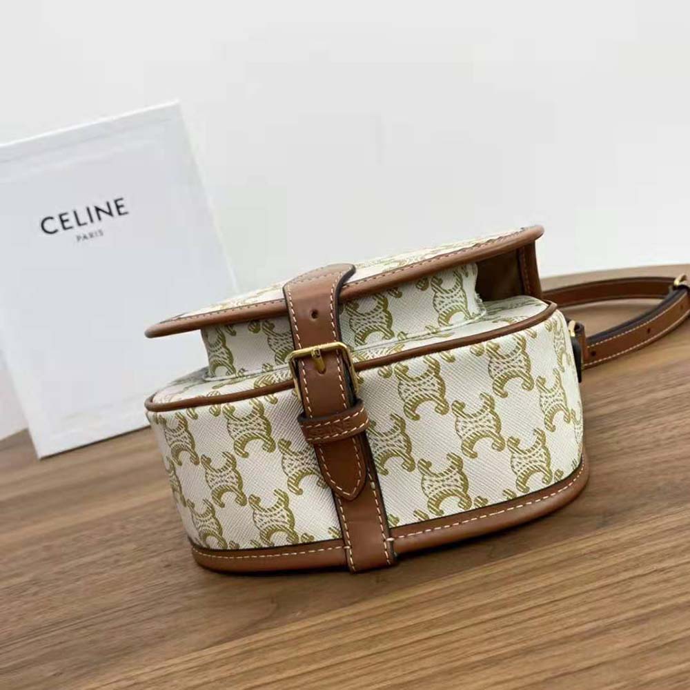 Celine Women Medium Folco Bag in Triomphe Canvas and Calfskin - image 6