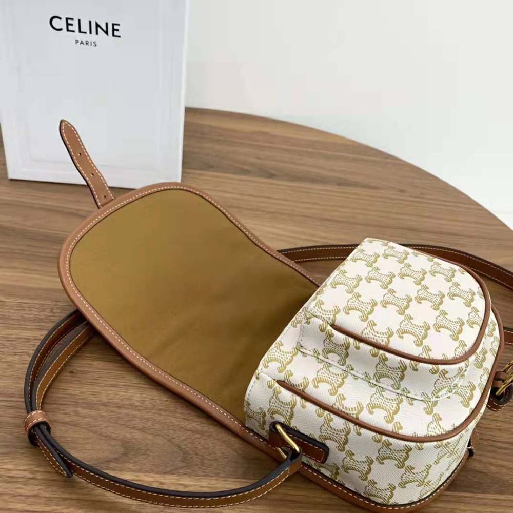 Celine Women Medium Folco Bag in Triomphe Canvas and Calfskin - image 7