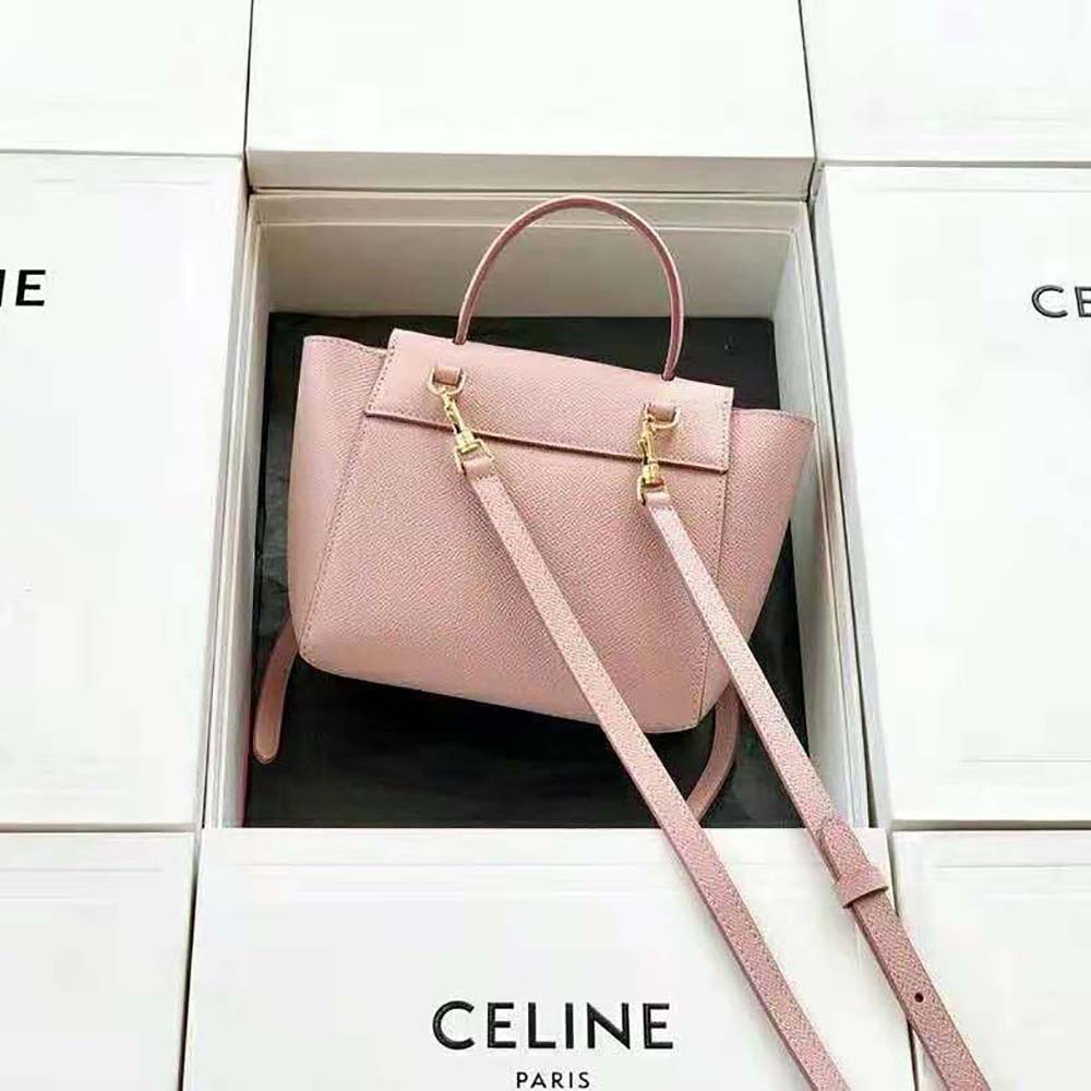 Side angle showing compact silhouette of Celine Women Pico Belt Bag