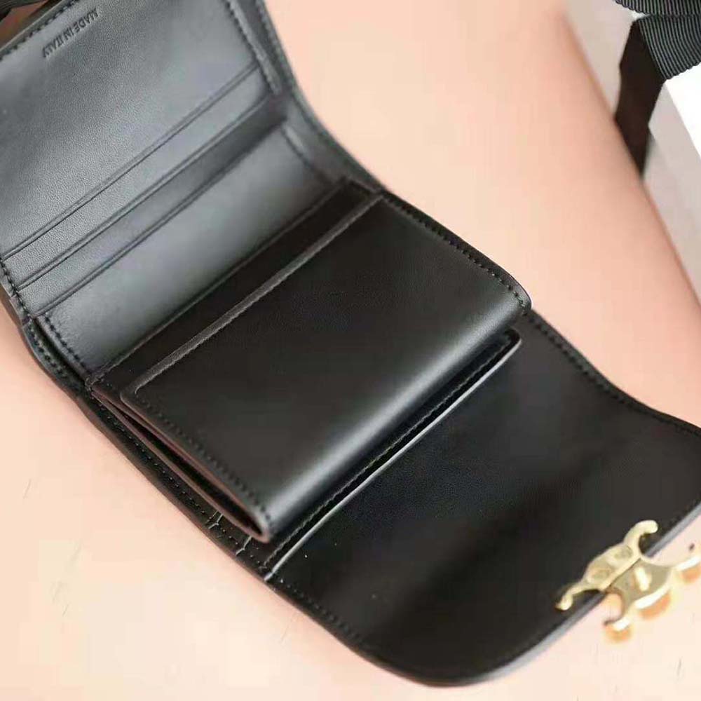 Celine Women Small Flap Wallet in Shiny Smooth Lambskin-Black - image 6