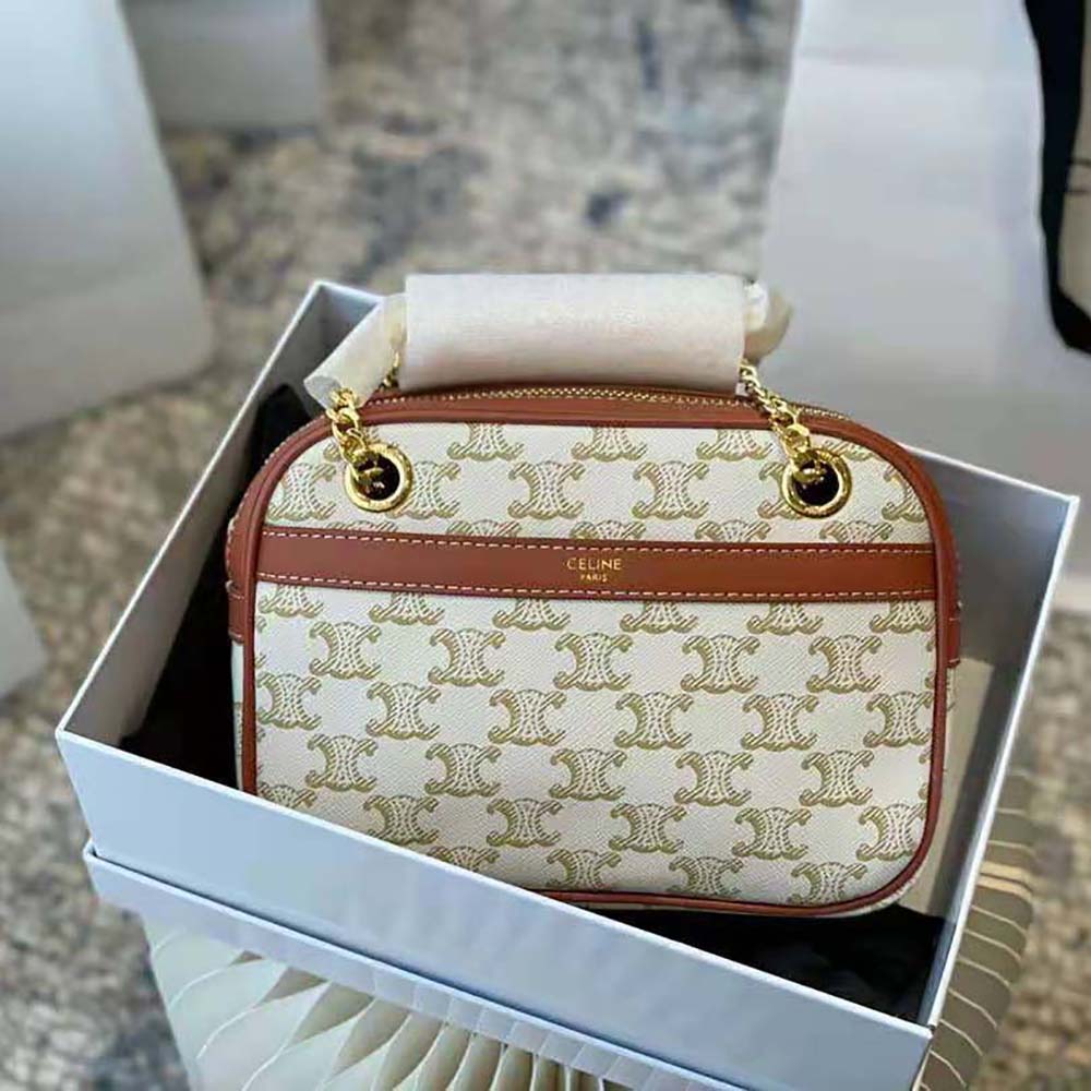 Side angle of compact silhouette of Celine Women Small Patapans bag