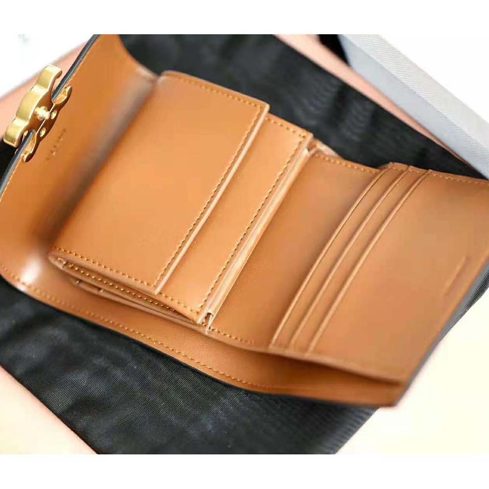 Celine Women Small Triomphe Wallet in Triomphe Canvas-Tan - image 7
