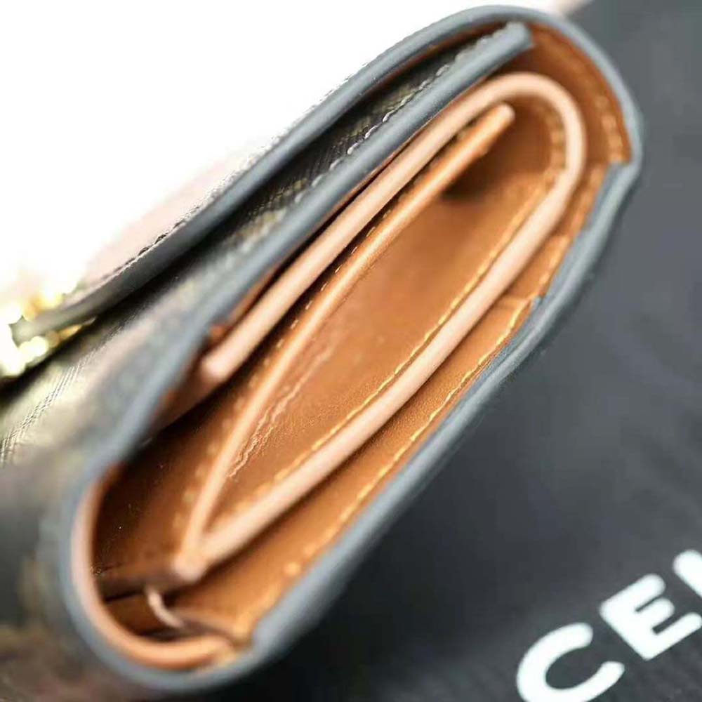 Celine Women Small Triomphe Wallet in Triomphe Canvas-Tan - image 6