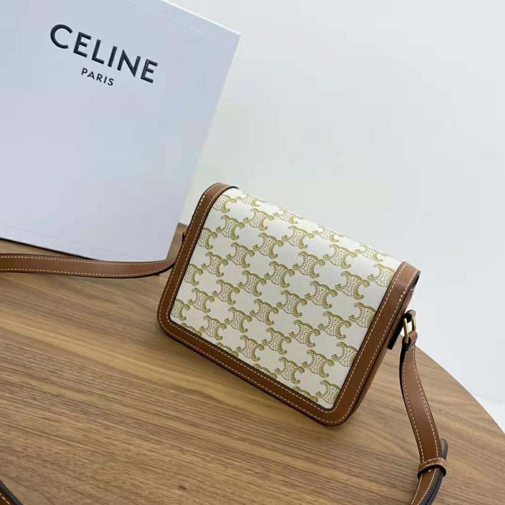 Side profile showing adjustable strap of Celine Women Teen Triomphe Bag