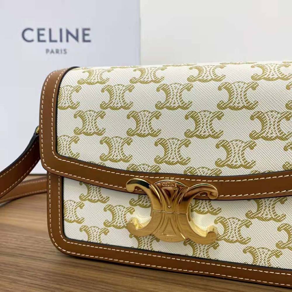 Celine Women Teen Triomphe Bag in Triomphe Canvas and Calfskin - image 7