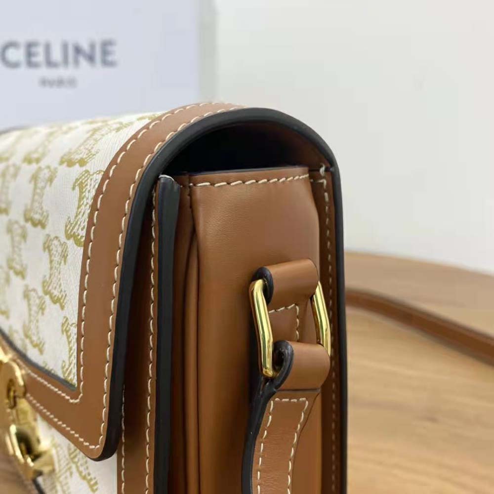 Celine Women Teen Triomphe Bag in Triomphe Canvas and Calfskin - image 8