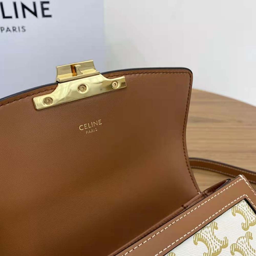 Celine Women Teen Triomphe Bag in Triomphe Canvas and Calfskin - image 10