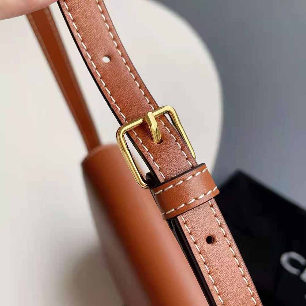 Celine Women Triomphe Shoulder Bag in Natural Calfskin-Brown - image 10