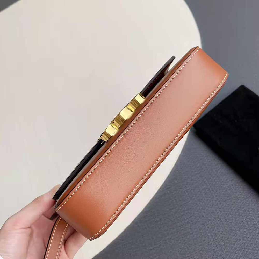 Celine Women Triomphe Shoulder Bag in Natural Calfskin-Brown - image 6