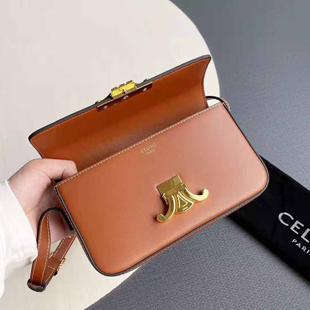 Celine Women Triomphe Shoulder Bag in Natural Calfskin-Brown - image 5