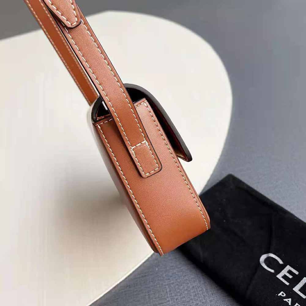Celine Women Triomphe Shoulder Bag in Natural Calfskin-Brown - image 8
