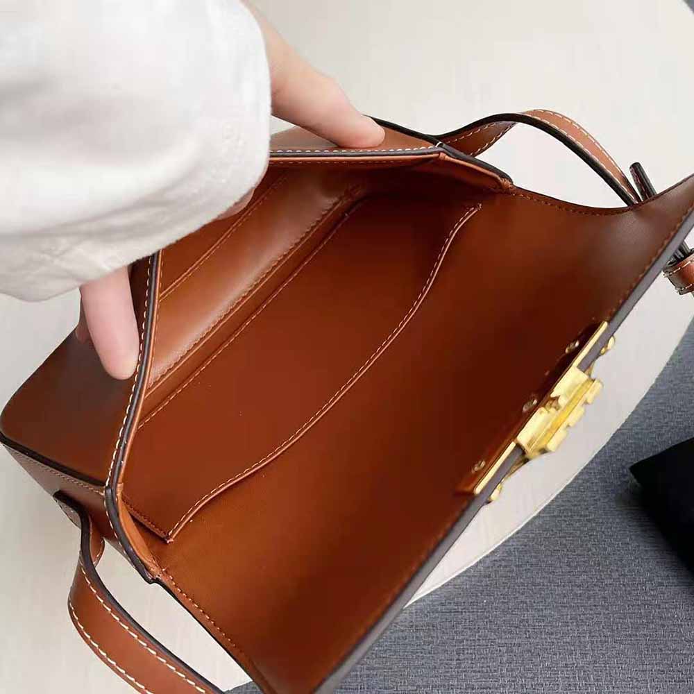 Celine Women Triomphe Shoulder Bag in Natural Calfskin-Brown - image 7