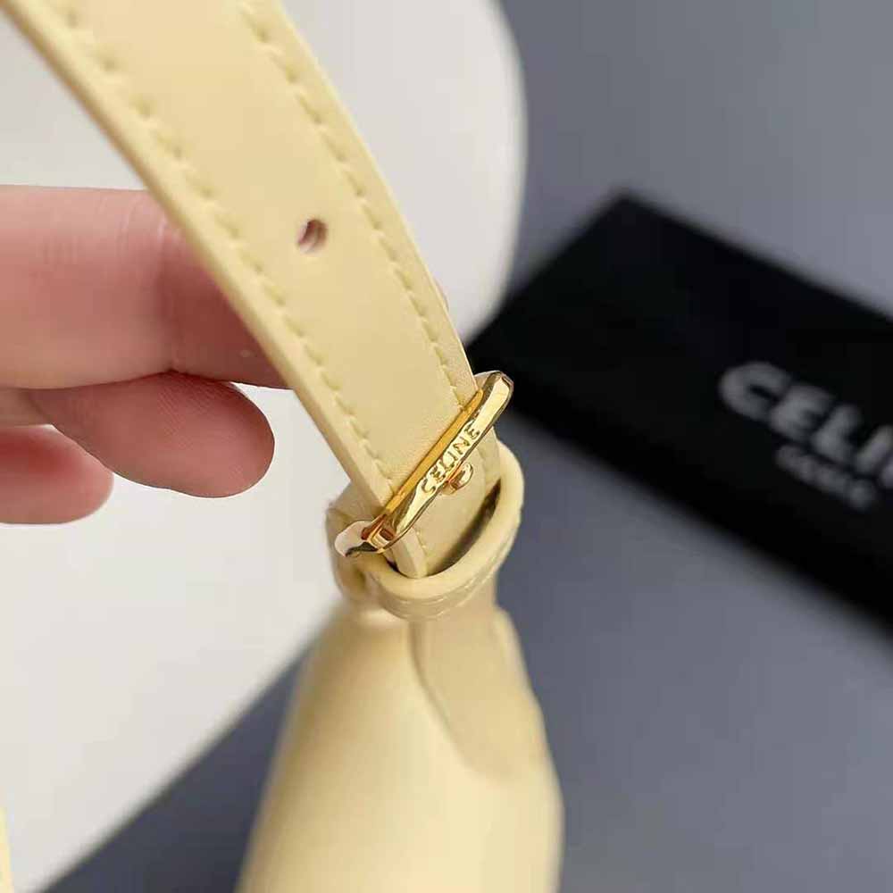 Celine Women Triomphe Shoulder Bag in Shiny Calfskin-Yellow - image 10