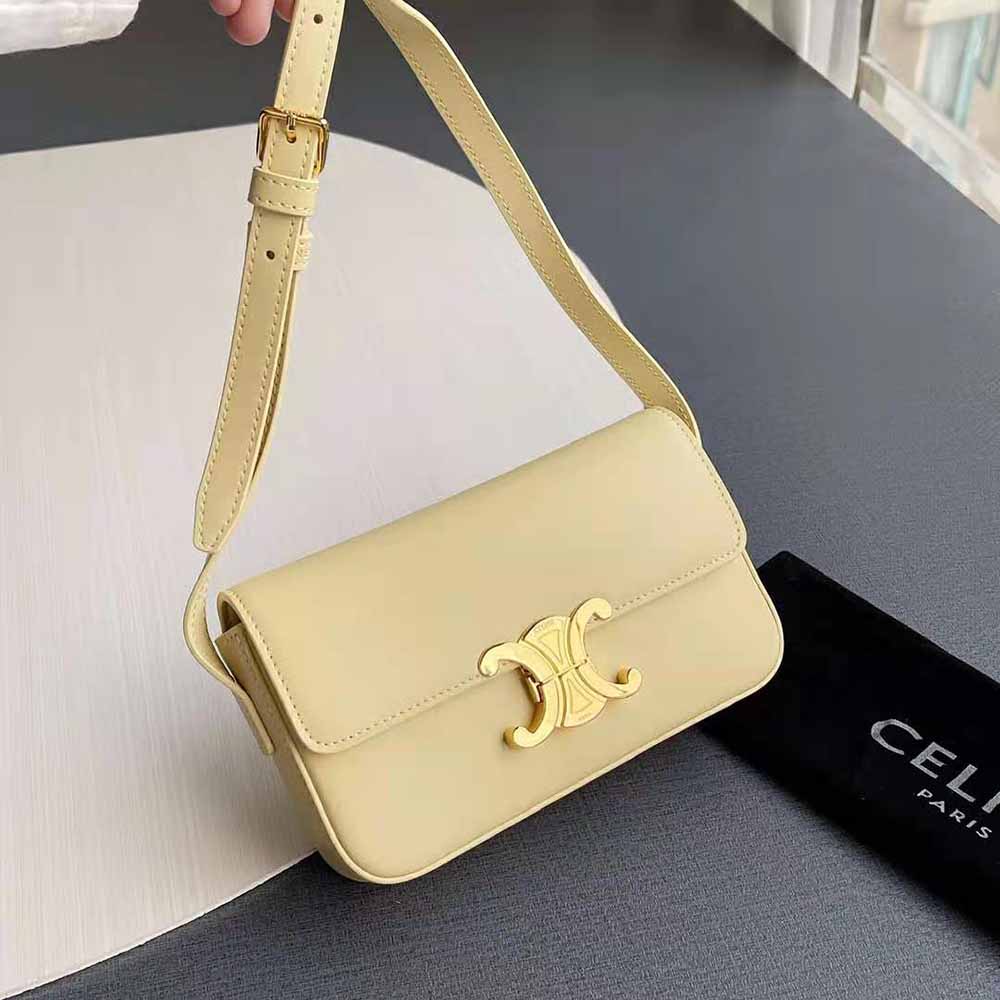 Side profile showing adjustable strap on Celine Women Triomphe Shoulder Bag