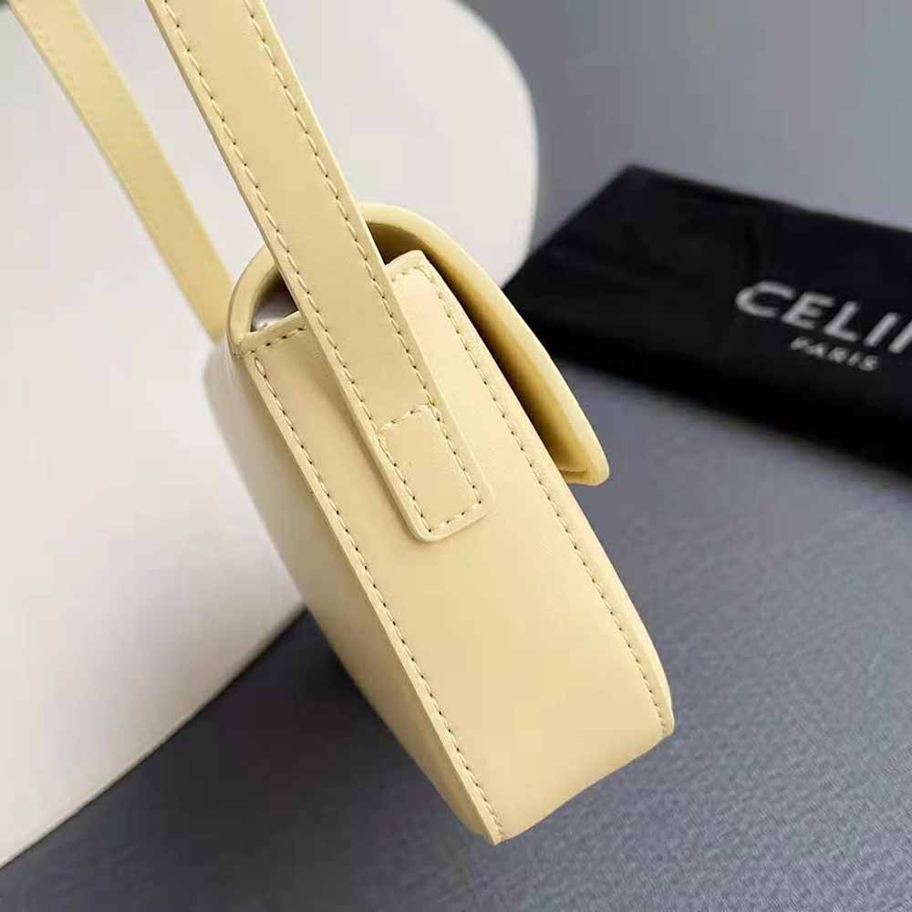 Celine Women Triomphe Shoulder Bag in Shiny Calfskin-Yellow - image 8