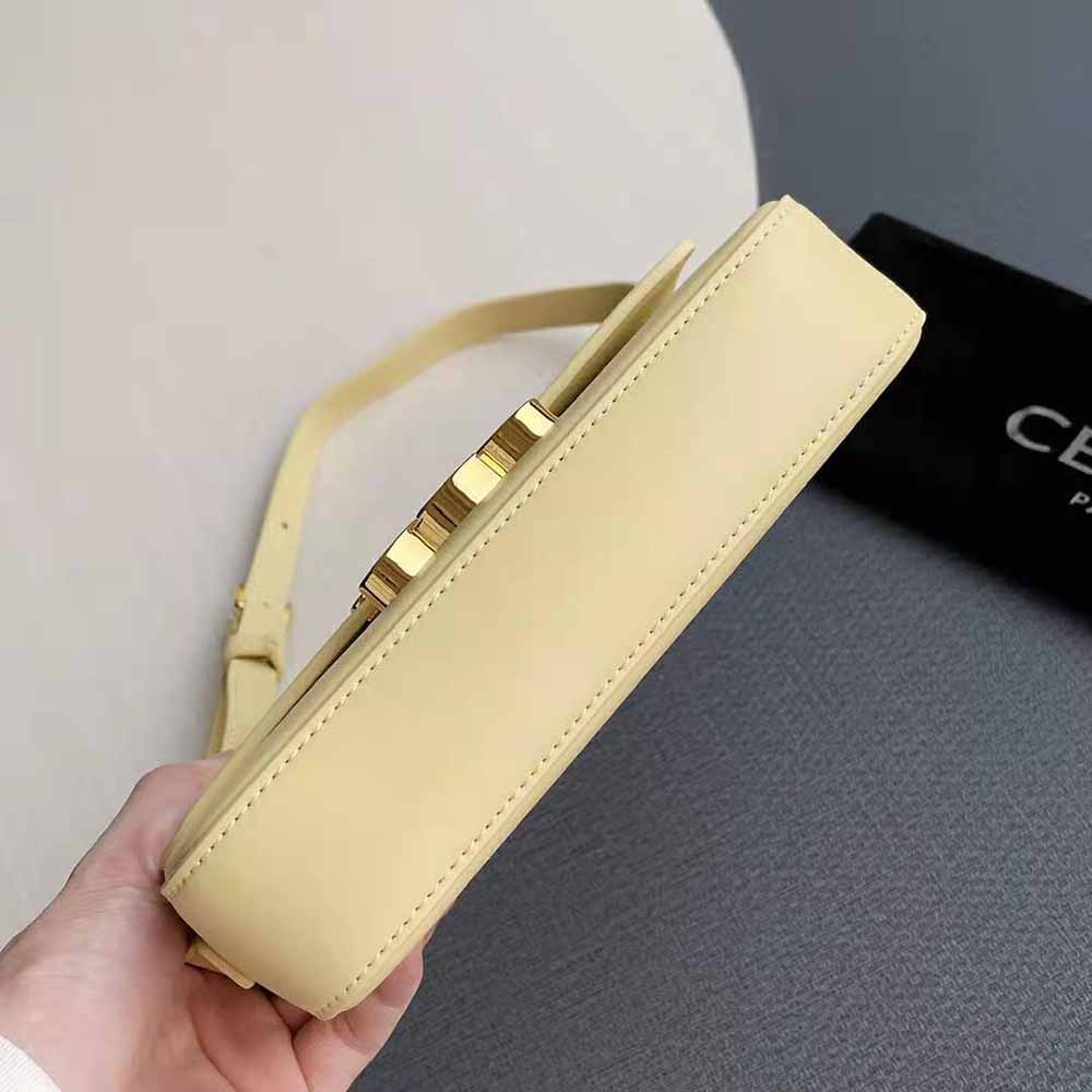 Celine Women Triomphe Shoulder Bag in Shiny Calfskin-Yellow - image 7