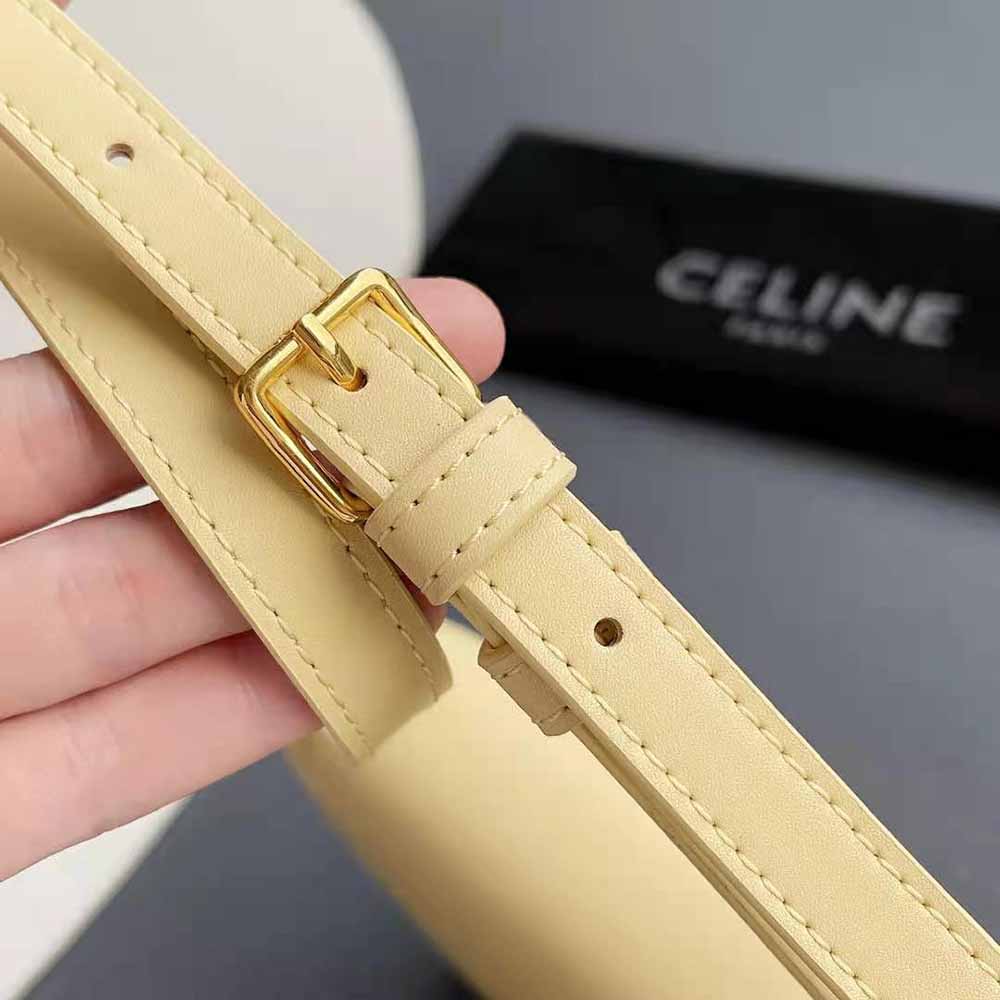 Celine Women Triomphe Shoulder Bag in Shiny Calfskin-Yellow - image 9