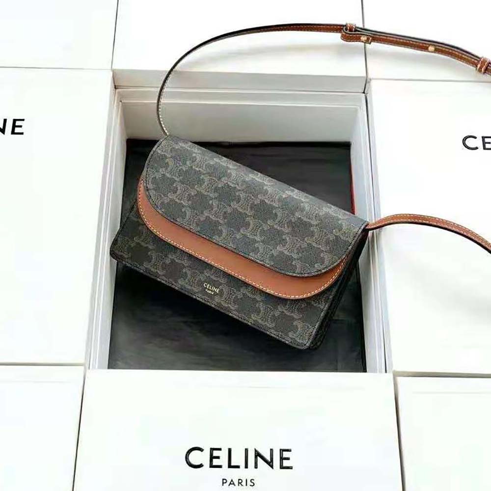 Close-up of gold hardware detail on Celine Women Wallet on Strap