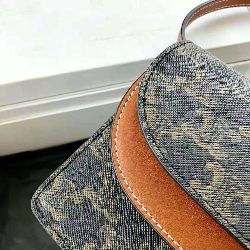 Celine Women Wallet on Strap in Triomphe Canvas and Smooth Lambskin-Tan - image 10