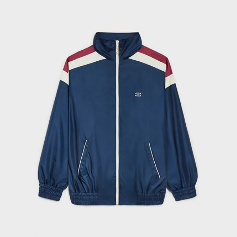 Front view of Celine Women Windbreaker in Lightweight Nylon blue color