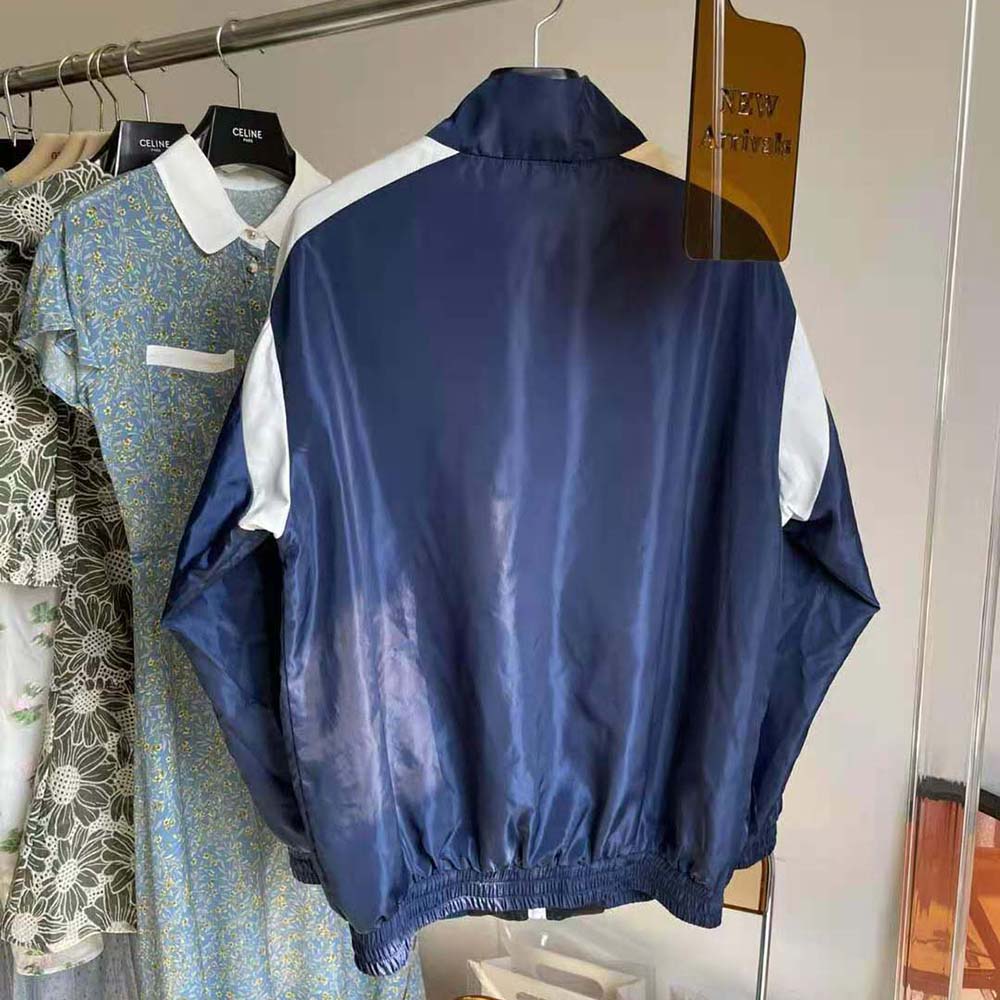 Side angle showing silhouette of Celine Women Windbreaker lightweight nylon